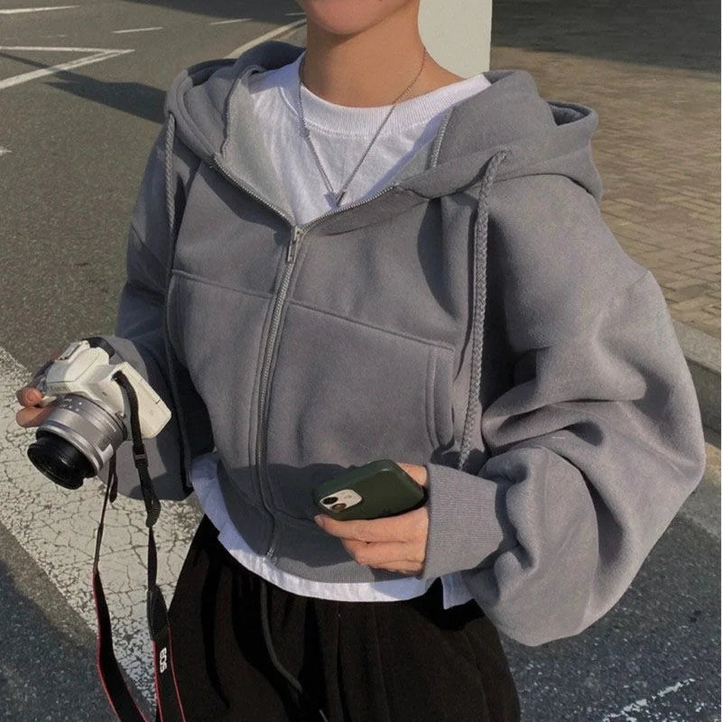 Skyline Zip Cropped Hoodie