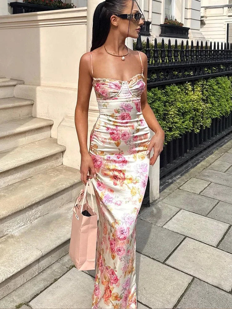 Abito satin floreale