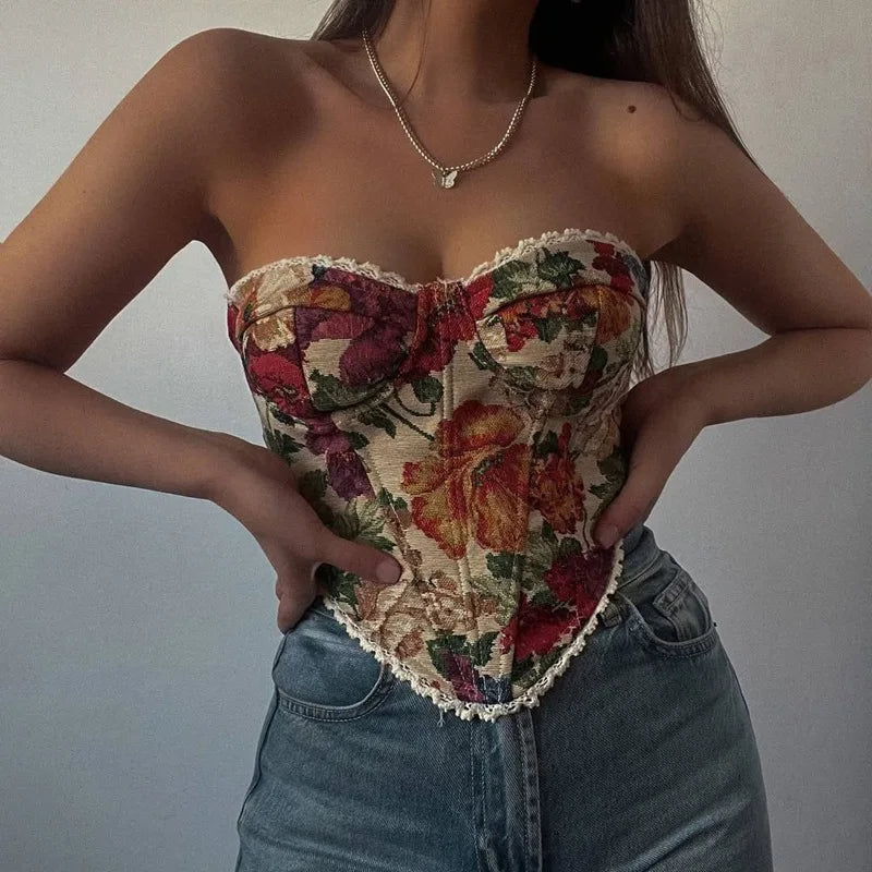 Corsetto vintage floreale