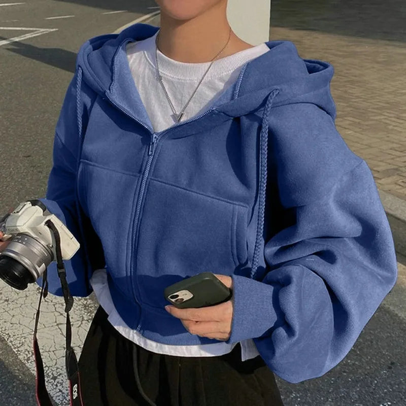Skyline Zip Cropped Hoodie