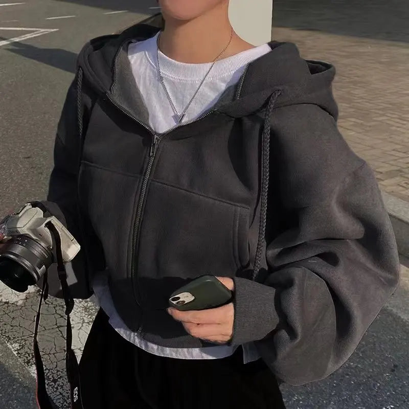 Skyline Zip Cropped Hoodie