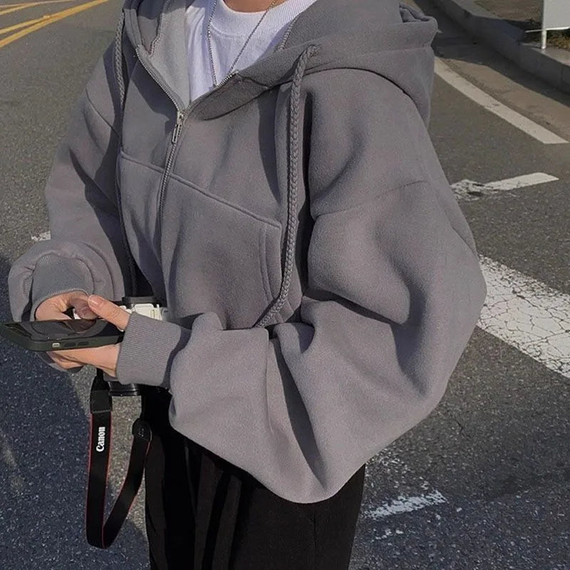 Skyline Zip Cropped Hoodie